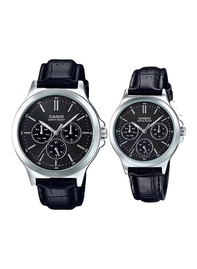 Casio MTP/LTP-V300L-1A Black Leather Strap Couple Watch